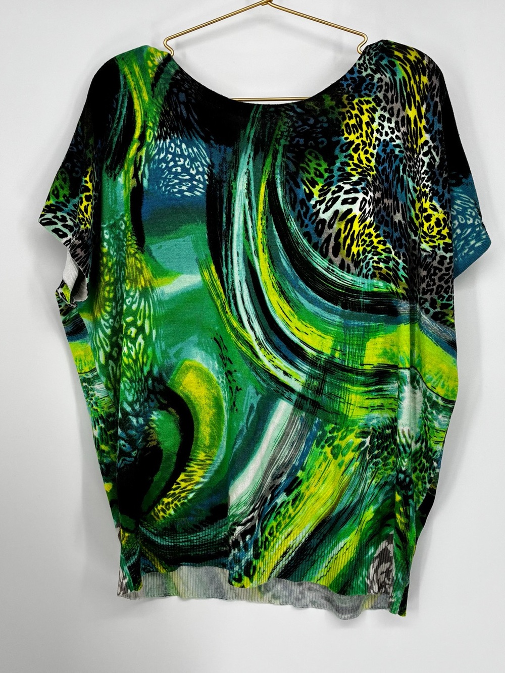 Joseph A. Qu’est-ce Que C’est Silk Abstract Animal Print Knit Top XL